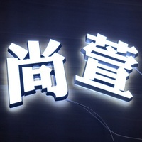 Mini enseigne lumineuse LED en néon bleu noir blanc en acier inoxydable et lettres en résine PVC à des fins publicitaires