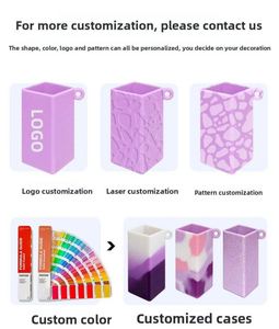 Portable Food Grade Silicone Lipstick Case <b>Square</b> Lip Balm Holder with Keychain for Travel Outdoor Beauty Accessories - Product Image 4