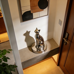 Sculpture en forme de chat, idéale pour la décoration élégante de la maison et du bureau, acier inoxydable personnalisé Bozhiyi - Product Image 5
