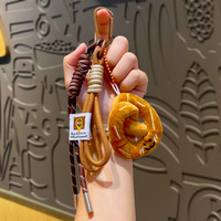 Porte-clés en peluche alimentaire créatif en gros, breloque de sac en peluche alimentaire Kawaii avec cordon tressé et cadeau promotionnel en métal