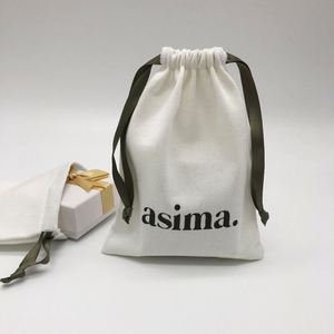 Biodegradable Simple Style 100% Organic Cotton White <b>Drawstring</b> <b>Pouch</b> Bag - Product Image 5