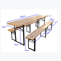 Ensemble table et banc pliants en bois pour la vente en gros, table de camping extérieure naturelle de 180 cm pour patio et jardin