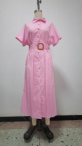 Vestidos Camiseros de Manga Corta para Mujer, Elegantes, Ajustados a la Cintura, de Color Sólido, Novedad de Otoño - Product Image 4