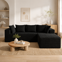 Ensemble de canapé modulaire en forme de L, canapé-lit moderne, design écologique, tissu en velours côtelé capitonné, canapé compressé sans assemblage