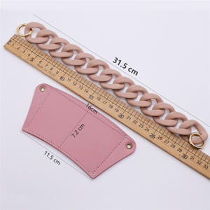 レザーコーヒーカップスリーブハンドル付きおしゃれなアクリルチェーンストラップティーカップ用 - Product Image 3