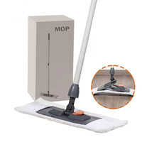 Serpillère plate auto-essoreuse avec boîte cadeau, serpillère paresseuse à pression papillon, nettoyeur de sol pliable mains libres avec tampons en microfibre
