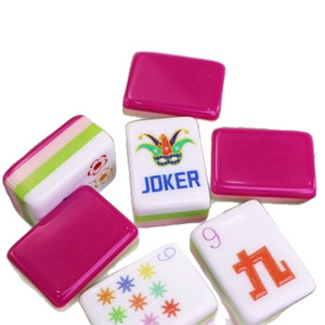 En stock, tuiles de mahjong américaines en acrylique rose-rouge, coffret cadeau pour la maison, tuiles de mahjong en cristal faites à la main - Product Image 5