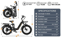 Vélo électrique tout-terrain à pneus larges de 20 pouces, moteur Bafang 750W, batterie au lithium double 48V, cadre en alliage d'aluminium, freins hydrauliques, stock UE/USA