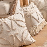 Housse de coussin décorative bohème marocaine brodée, luxe, neutre, pour canapé et fauteuil