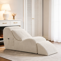 Canapé-lit ergonomique moderne une place, fauteuil inclinable convertible avec dossier capitonné en éponge et housse en velours côtelé pour salon