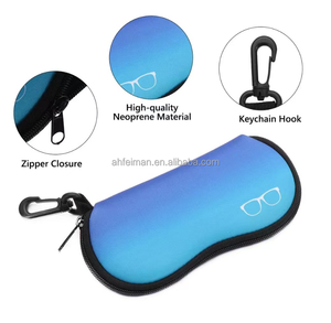 Özel ucuz yumuşak fermuar neopren gözlük durumda taşınabilir güneş gözlüğü kutusu anahtarlık karabina ile güneş gözlüğü durumda - Product Image 4