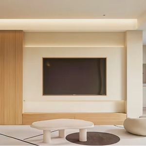 Meuble TV mural moderne pour salon, design personnalisé, en bois, avec un grand espace de rangement - Product Image 1