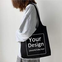 Bolsos de Lona OEM para Mujer Personalizables con Logo Impreso DIY Bolso de Lona para Compras Bolso de Hombro Tote Resistente en Blanco
