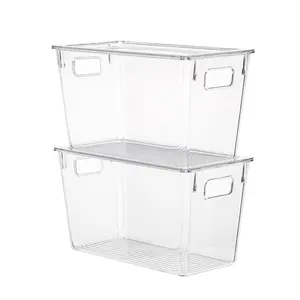 Dropshipping Transparent Plastic Fridge Organizer Vegetable Food Kitchen Stackable Refrigerator Storage Box