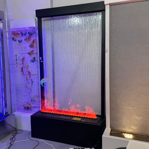 Contemporary Stainless Steel Frame Glass Waterfall LED Rain <b>Curtain</b> Landscape Decoration - Product Image 4