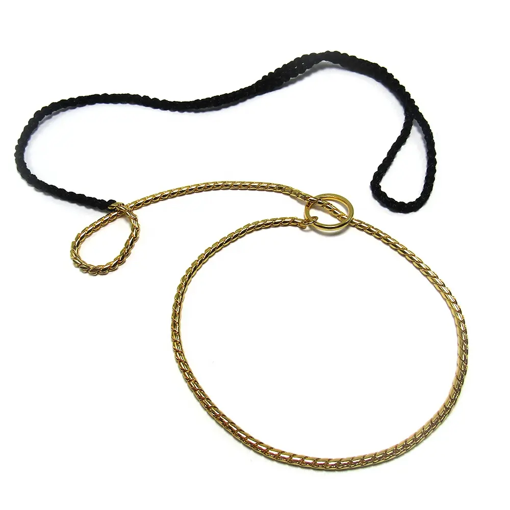 stainless steel Dog Collar Training P Snake Chain for Small Medium Large Dogs Adjustable Copper Gold Pet Collar Strong Braiding