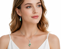 Parures de bijoux uniques en acier inoxydable, cristal de mode, plaqué argent bleu, motif lotus, pour femmes, vente en gros