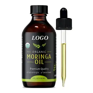 Private Label 120ML Reduces Fine Lines Wrinkles Moringa Oil For Face Body Pure Organic Cold Natural Moringa Seed Oil