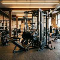 Rack de musculation tout-en-un en acier au carbone avec presse à jambes, machine Smith multifonction et poulie à bras longs pour salle de sport