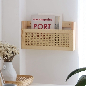 Porte-revues en bois, panier de rangement en <span class=keywords><strong>bambou</strong></span> et <span class=keywords><strong>rotin</strong></span>, étagères murales - Product Image 5