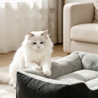 Großhandel Einfarbiges Samt-Hundebett Modern Abnehmbar Waschbar Atmungsaktiv Komfortabel Polyesterfaser-Füllung für Große Hunde