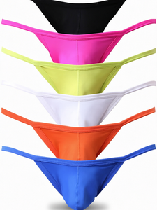 Culotte string homme taille basse sans couture en nylon et élasthanne, finition brillante, légère, pour usage quotidien - Product Image 1