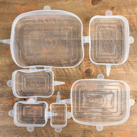 Ensemble de couvercles extensibles en silicone rectangulaires de qualité alimentaire LFGB RoHS, réutilisables pour les bols en verre, les contenants et la préparation des repas