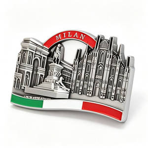 Imán de nevera personalizado de metal, fabricante de imanes de nevera de aleación de zinc plateado con la bandera de Milán, <span class=keywords><strong>Italia</strong></span>, como regalo. - Product Image 4