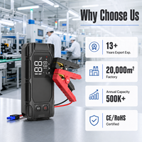 Démarreur de Voiture Portable Robuste 10L Essence, Charge Rapide PD 65W, Batterie d'appoint 20000mAh, Crête 3000A