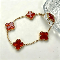 Bracelet en argent sterling 925 plaqué or Cleef, motif trèfle à quatre feuilles porte-bonheur, bijou cadeau Plata 925