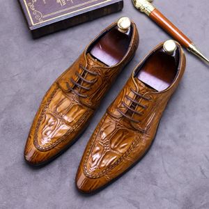 New Large-Sized Men's Square Toe Patchwork Pattern Business Formal Party Shoes Breathable Anti-Slip Lightweight Lace-Up Cowhide - Product Image 1