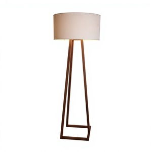 Wooden Tripod Floor Lamp Fabric <b>Drum</b> <b>Shade</b> Modern Minimalist Hotel Indoor Bedside Reading <b>Light</b> Bedroom Living Room - Product Image 1