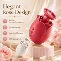 Luxuriöses Rosenblüten-Design Persönliches Pflege-Massagegerät mit 3 Stufen 6 Mustern USB-Aufladung Silikon-Gerät