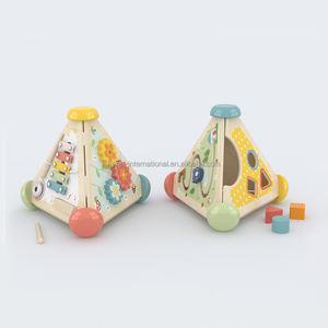 Juguetes triangulares de actividad Musical educativa de madera 4 en 1 para niños, cubo Montessori de <span class=keywords><strong>aprendizaje</strong></span> multifuncional, laberinto sensorial para bebés - Product Image 6