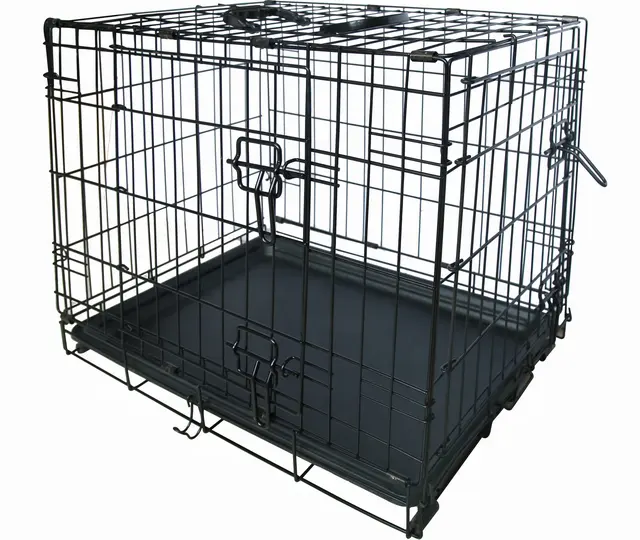 Dog Cage Metal Wire Folding Dog Crate with Base Tray for Pets