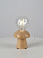 Lampe de table moderne en bois en forme de champignon, ampoule LED E27, 2700K blanc chaud, design scandinave, mini taille, installation facile en intérieur