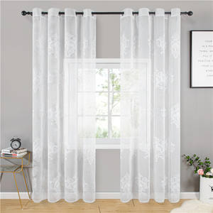 Commercio all'ingrosso Nordic Fiore Bianco Tinta Unita In Poliestere Ricamato Tappezzeria Soggiorno Tenda Pura// - Product Image 1