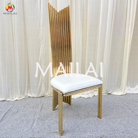 Chaise de salle à manger de luxe dorée pour hôtel, en acier inoxydable, dossier haut, pour événements et mariages
