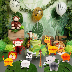 Nicro 7-Piece <strong>Jungle</strong> Safari Animal <strong>Theme</strong> Birthday <strong>Party</strong> Decorations 3D Honeycomb Centerpiece Monkey Tableware for Kids' <strong>Parties</strong> - Product Image 6