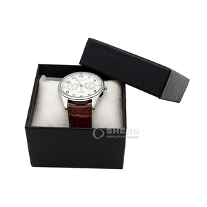 Eco Friendly Black Rigid Paper Watch Box Disposable Cardboard Wristwatch Gift Package Custom Logo Wholesale - Product Image 1