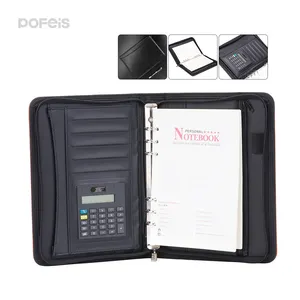 Zipper maleta de documentos personalizado a4 pu, pasta de couro com zíper luxuosa com zíper, suporte para documentos e carteira de escritório