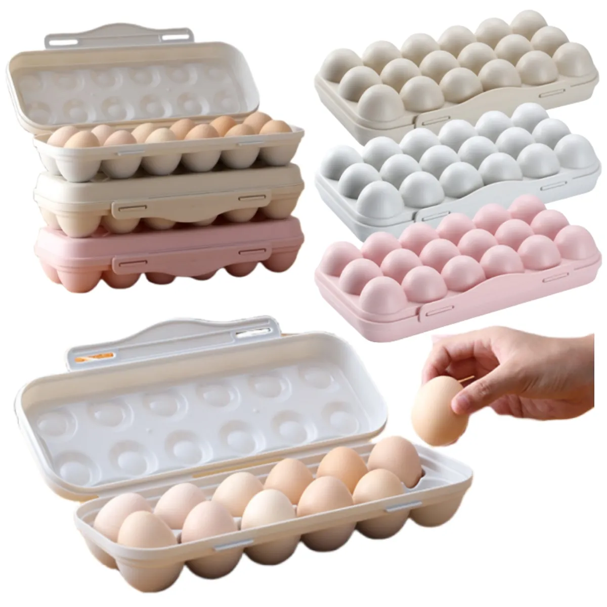 ตู้แช่ครัว ที่วางไข่ ที่วางไข่ ภาชนะพลาสติกใส ตู้เย็น 12 18 ตาราง กล่องเก็บไข่