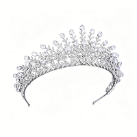 Couronnes et diadèmes élégants vintage en cristal CZ marquise, bandeaux royaux argentés pour mariée, accessoires de cheveux de mariage pour femmes