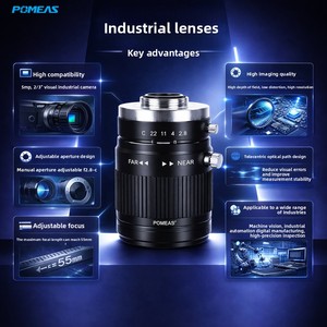 Objectif télécentrique POMEAS 0,5X C-mount 55 mm à faible distorsion optique pour vision industrielle et mesure - Product Image 2