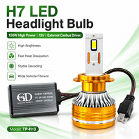Ampoule de phare LED H7 150W 12V, boîtier en aluminium, lampe automobile dorée H1 H4 H8 H9 H11 9005 9006 9012, éclairage universel pour véhicules