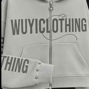 Sudadera Holgada con Estampado de Forro Polar y Logotipo WUYICLOTHING, Sin Etiqueta, para Colgar en Percha, Unisex, Informal, para Invierno y Otoño, Prenda Superior Versátil - Product Image 3