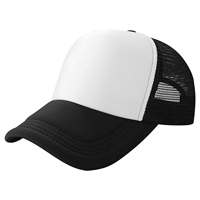 Casquette de baseball personnalisée à 5 panneaux, calotte haute, dos en maille, devant en mousse polyester, bicolore, style trucker avec fermeture snapback ajustable