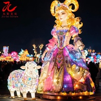 Zigong Handgefertigte Tierkreis-Jahreszeichen Schaf-Göttin Laterne Farbige Seidenlaterne mit Schaf für Frühlingsfest Themenpark Dekoration