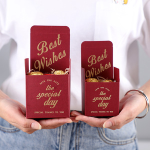 Luxury Gold Foil Paper <b>Box</b> Best Wishes Present Cardboard <b>Box</b> Chocolate Candy Packaging Wedding Gift <b>Box</b> with Ribbon Decoration - Product Image 5