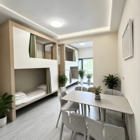 Lit superposé capsule moderne en bois multicouche, taille personnalisable, démontable et assemblable, pour dortoirs, appartements étudiants et chambres.